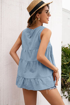 Tiered Layer Ruffle Hem Top