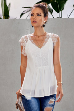 Lace Capped Sleeve Lined Top