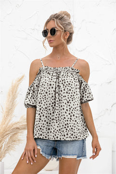 Cheetah Print Cold Shoulder Camisole Top