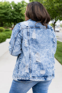 Acid Wash Distressed Denim Jacket