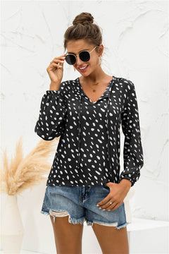 Polka Dot Puff Sleeve Top