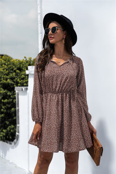 Polka Dot Tie Neck Dress