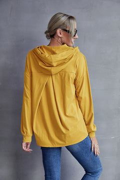 Box Pleated Drawstring Hoodie