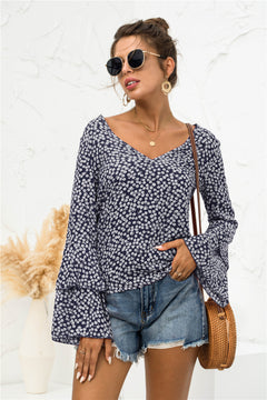 Ditsy Floral Flare Sleeve Blouse