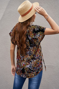 Fashion Print V-neck Fantasy Fluttering Blouse