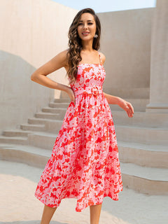 Floral Spaghetti Strap Tiered Dress