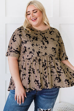 Plus Size Printed Babydoll Top