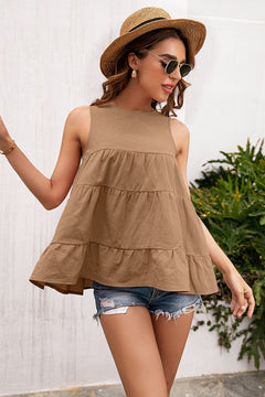 Tiered Layer Ruffle Hem Top