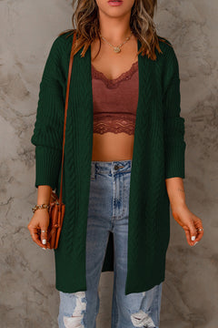 Cable-Knit Open Front Sweater Cardigan