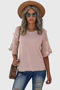 Crew Neck Kimono Sleeve Knit Top