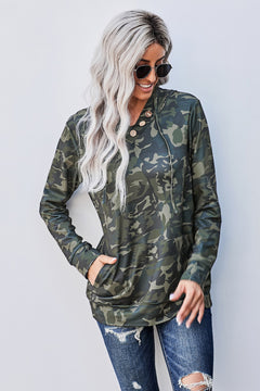 Camouflage Long Sleeve Kangaroo Pocket Hoodie