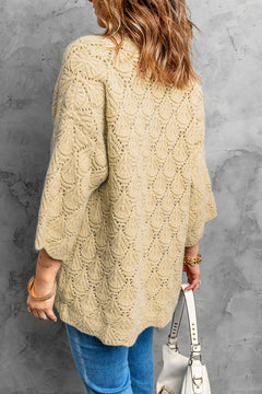 Scalloped Hem Open Front Cardigan