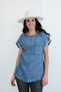 Doe & Rae Take Me There Denim Top