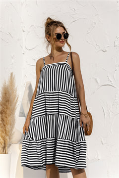 Striped Tiered Sleeveless Dress