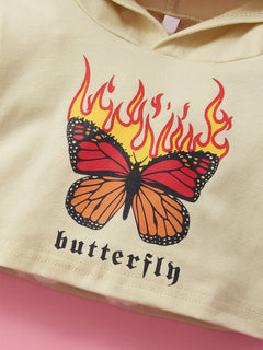 Baby Girl Butterfly Graphic Hoodie and Pants Set