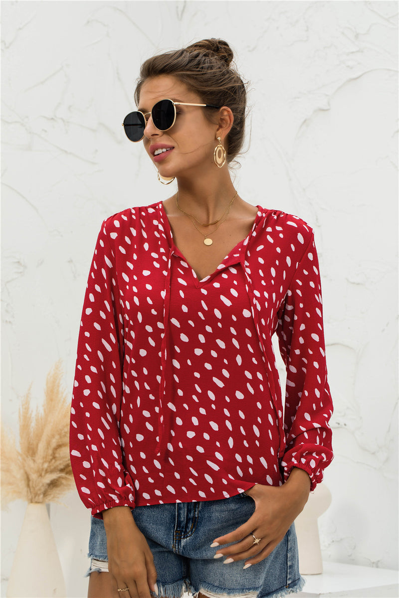 Polka Dot Puff Sleeve Top