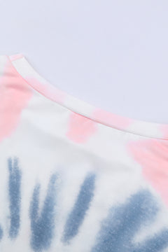 Tie-Dye Boat Neck Batwing Sleeve Tee