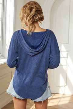 Drawstring Curve Hem Hoodie