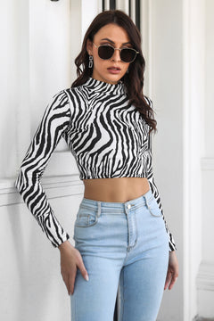 Printed Cropped Long Sleeve Tee