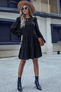 Ruffled Shoulder Tiered Dress