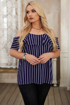 Cold Shoulder Striped Top