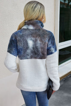 Tie Dye Quarter Zipper Teddy Top