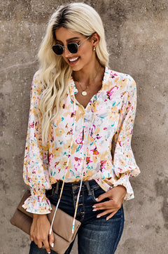 Rose Floral Smocked Blouse