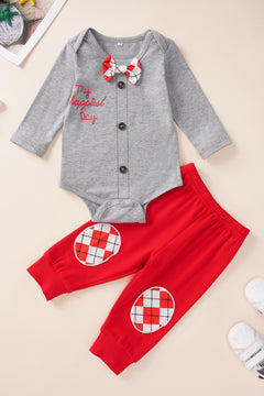 Baby Argyle Bowtie Bodysuit and Pants Set