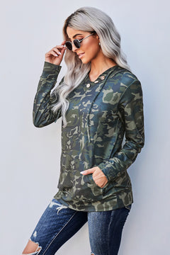 Camouflage Long Sleeve Kangaroo Pocket Hoodie