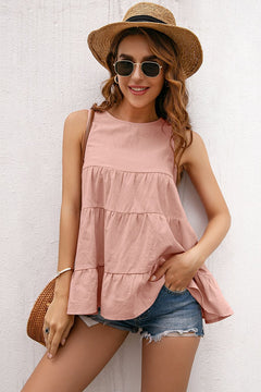 Tiered Layer Ruffle Hem Top