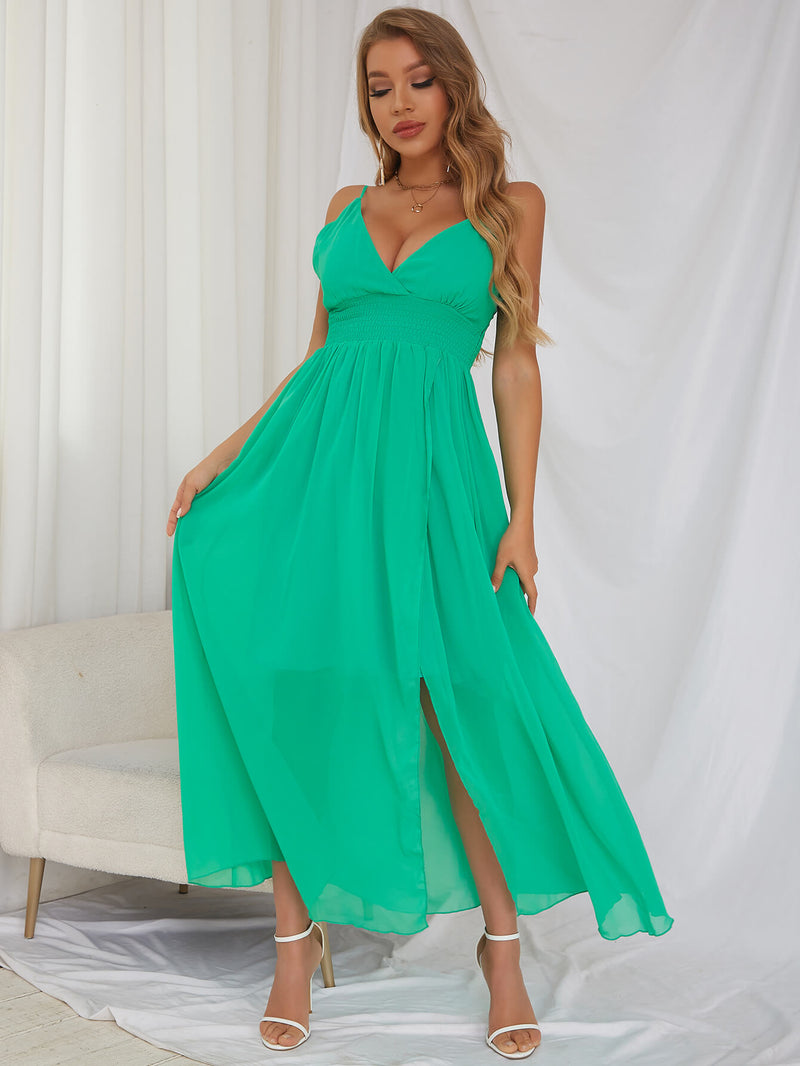 Smocked Split Maxi Dress