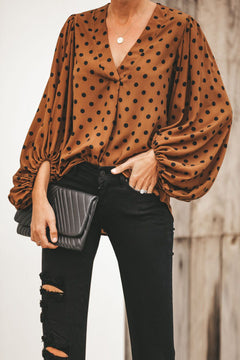 Printed Balloon Sleeve Blouse