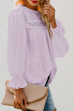 Swiss Dot Ruffle Long Sleeve Top