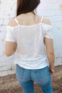 Lace Cutout Cold-Shoulder Top