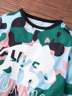 Kids Camouflage Elephant Graphic Tee and Joggers Set