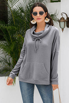 Cowl Neck Drop Shoulder Sweatshirt