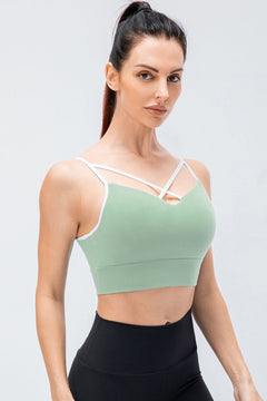 Contrast Crisscross Strap Sports Bra