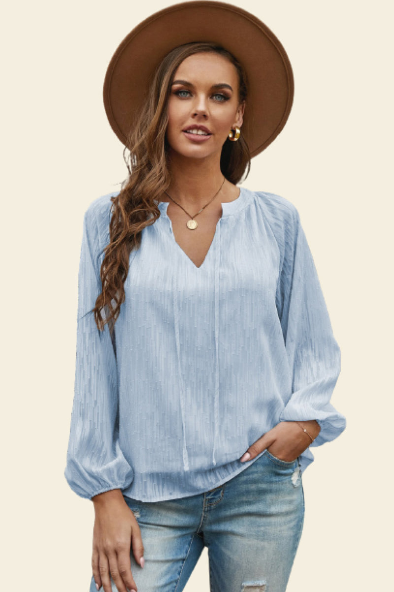 Lantern Sleeve Textured Top