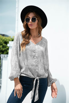 Tie Dye Balloon Sleeve Blouse