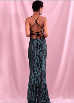 Glitter Crisscross Tie Back Dress