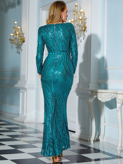 Lace Zip-Back Floor-Length Dress