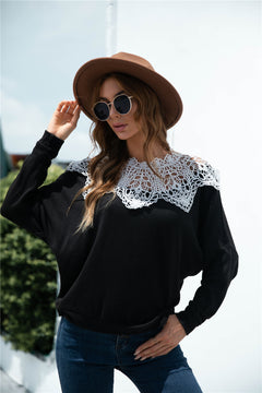 Crochet Lace Collar Panel Flannel Top