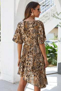 Snakeskin Print Hi-Low Hem Dress