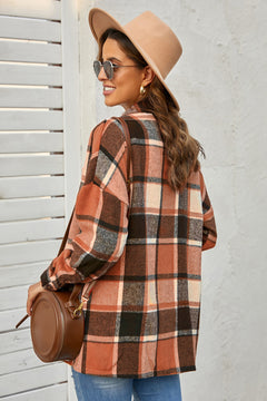 Plaid Dropped Shoulder Pocketed Shirt Jacket