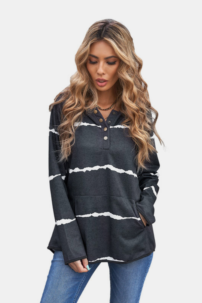 Striped Quarter Snap Hoodie