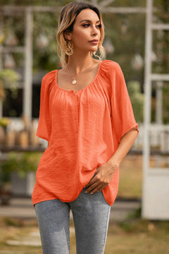 Square Neck Button Up Blouse