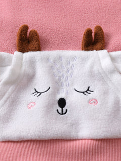 Baby Girl Goat Applique Plush Sweatshirt and Pants Set