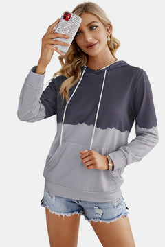 Ombre Pocket Hooded Tops