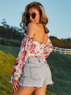 Floral Off-Shoulder Cropped Top