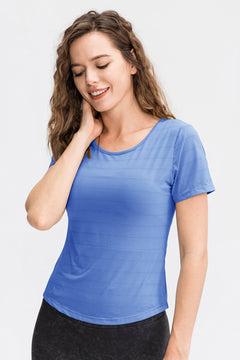 Breathable Cutout Curved Hem Tee Shirt